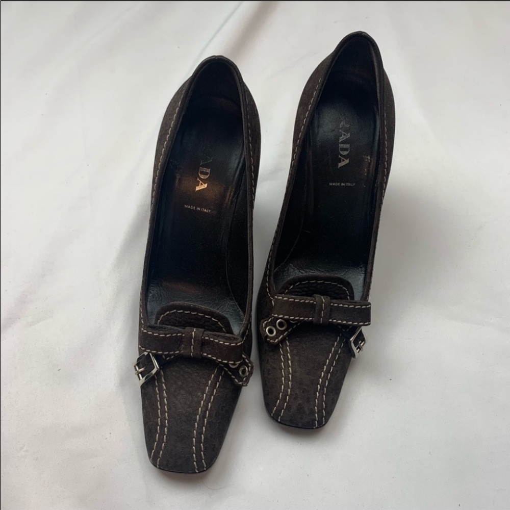 Prada suede leather heels shoes